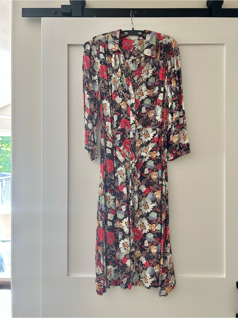 Vintage Floral Midi Shirt Dress